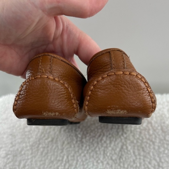 Michael Kors Brown Leather Ballet Flats with Gold Emblem - Picture 6 of 7